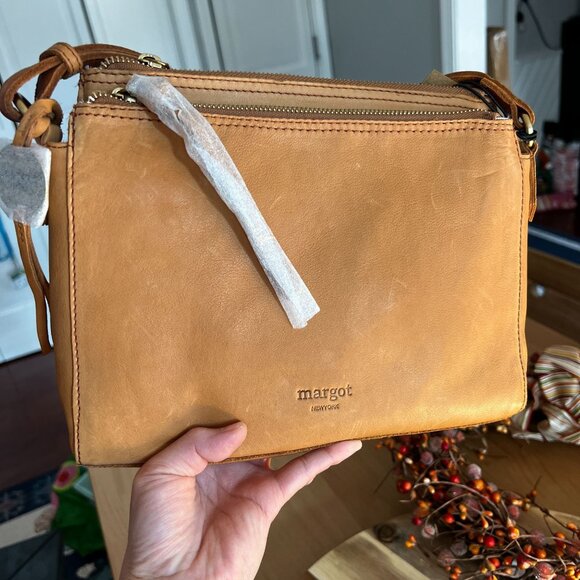 Margot New York Jules LEATHER Purse Accordion Crossbody Tan Cognac $150 NWT - Picture 12 of 12